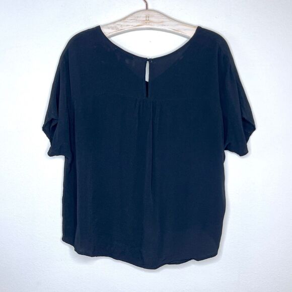 Madewell Rhyme Womens Top Size Small Black Relaxed Fit Short Sleeve Boxy Blouse - Picture 5 of 6